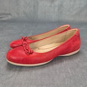 ECCO Women's Red Leather Ballerina Ballet Flat Size 39 US 8-8.5